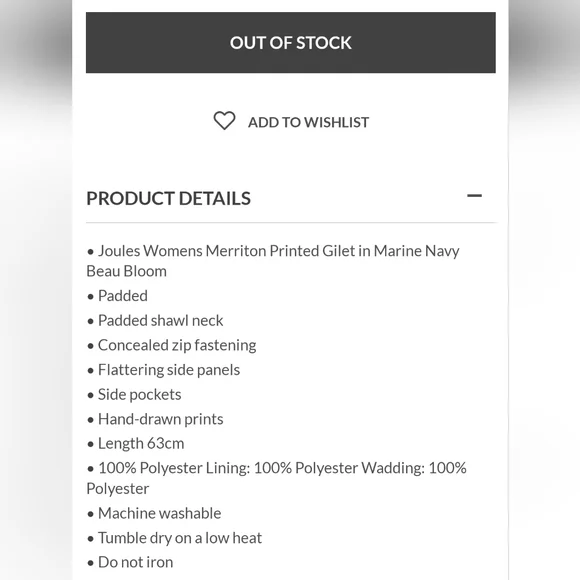 VGC Joules Merriton gilet RRP £55, fits UK size 8-10, quilted floral body warmer - Picture 3 of 16